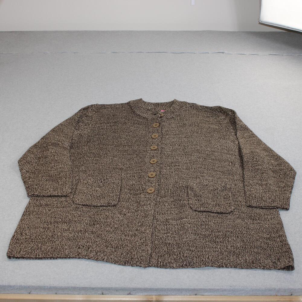Woman Within Sweater Women 4X Brown Cardigan Button Pockets Cozy Soft Long Comfy